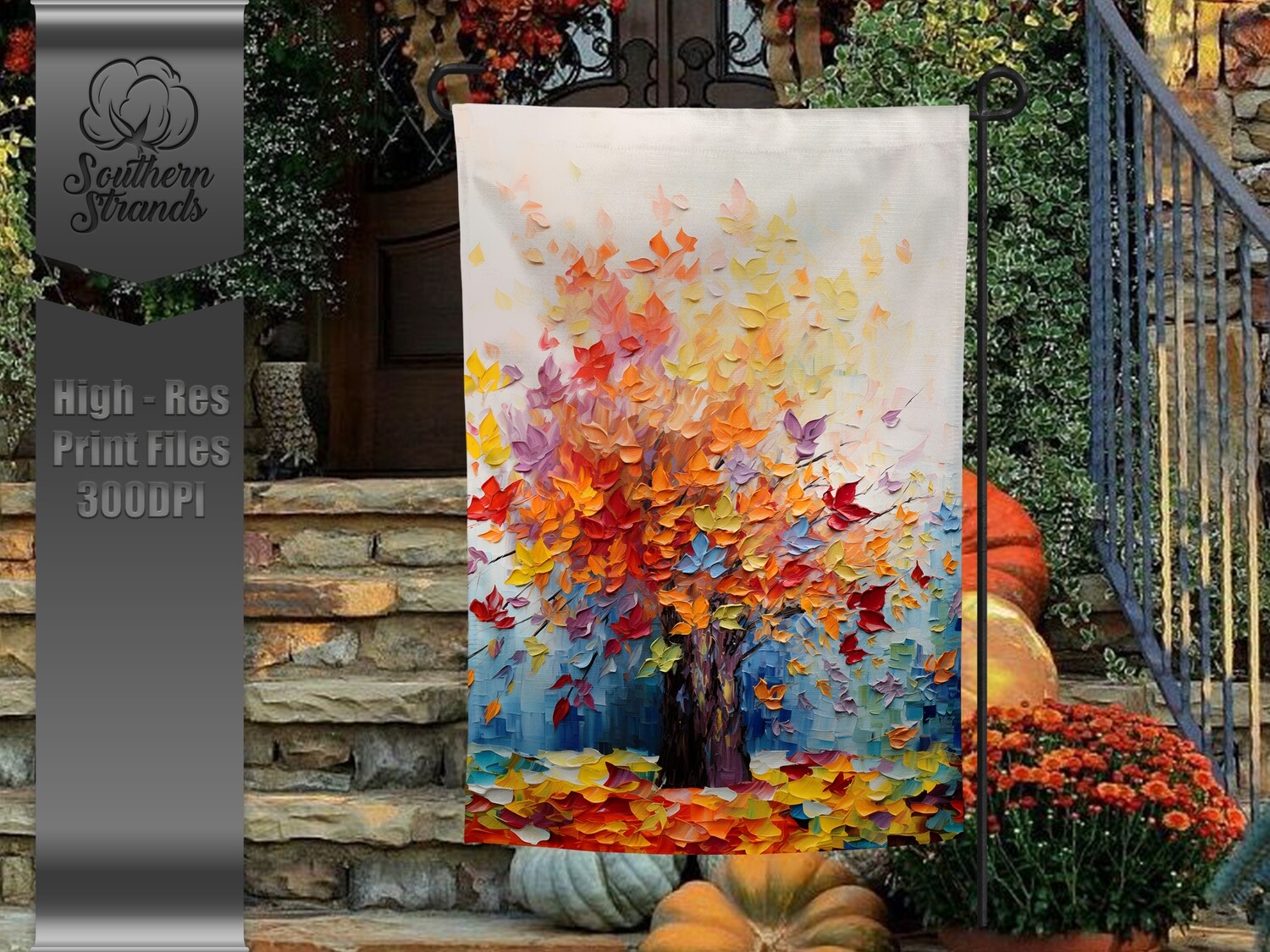 Painted Trees of Fall Garden Flag 12x18 |  DIGITAL DESIGN