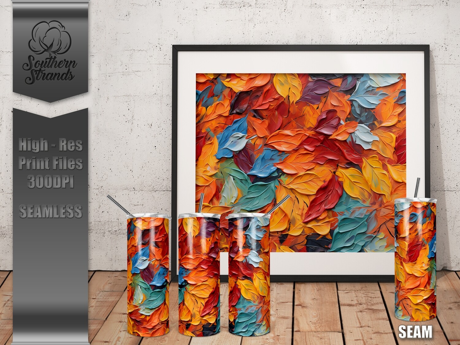 Leaves of Fall 3D Painted Tumbler 20oz | SEAMLESS |  DIGITAL DESIGN