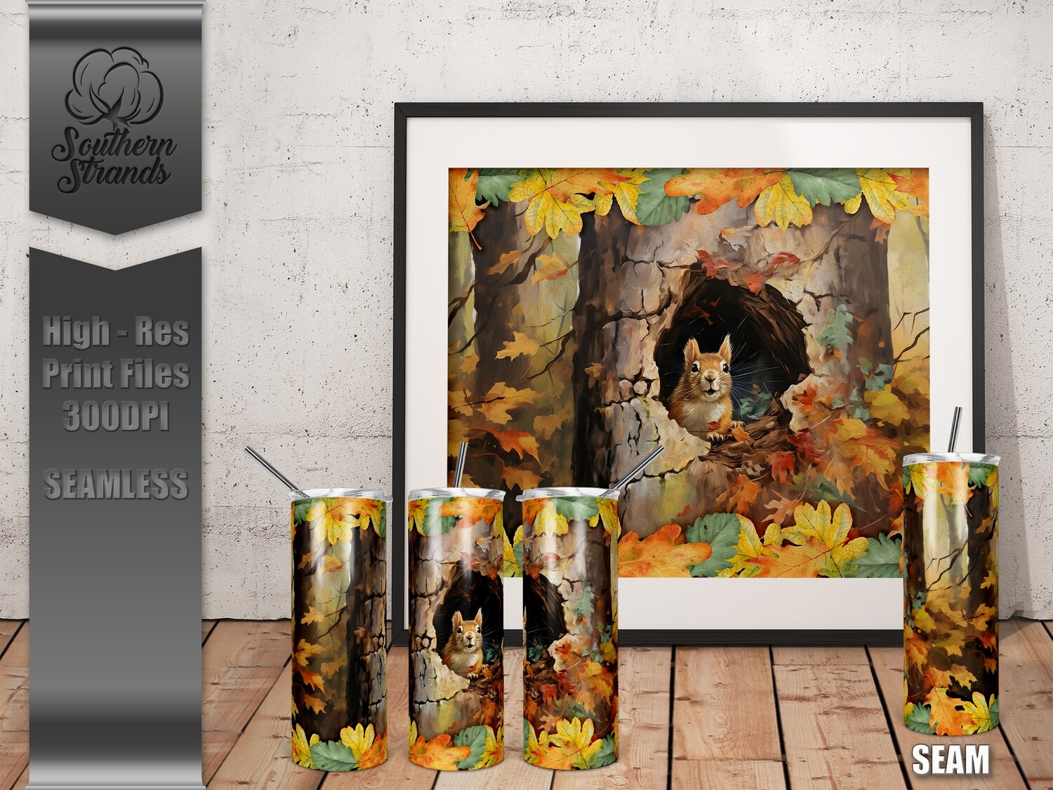 Painted Knothole Squirrel 20oz Tumbler | SEAMLESS |  DIGITAL DESIGN