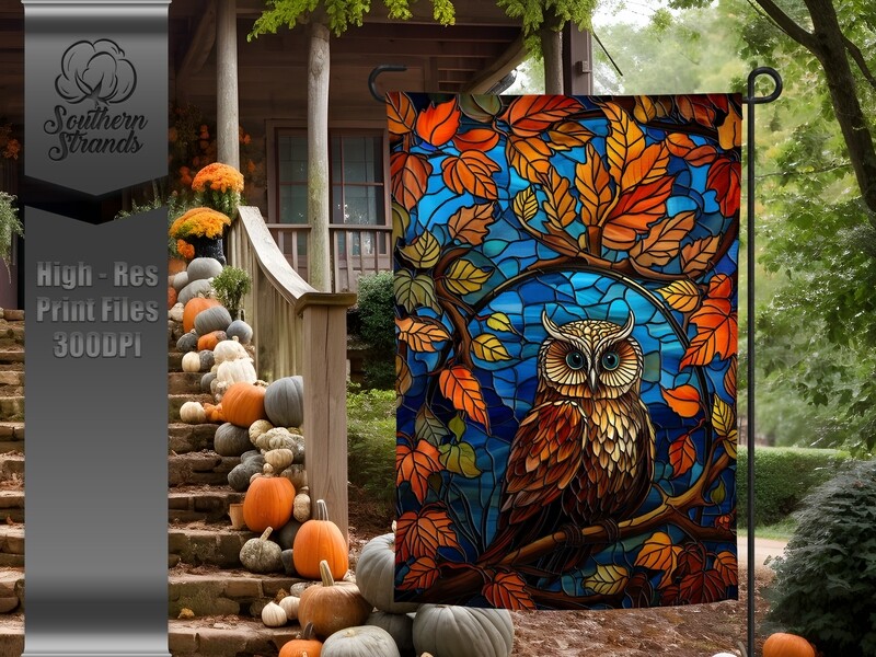 AAP EXCLUSIVE - Stained Glass Owl Garden Flag |  DIGITAL DESIGN