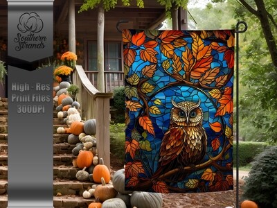 AAP EXCLUSIVE - Stained Glass Owl Garden Flag | DIGITAL DESIGN