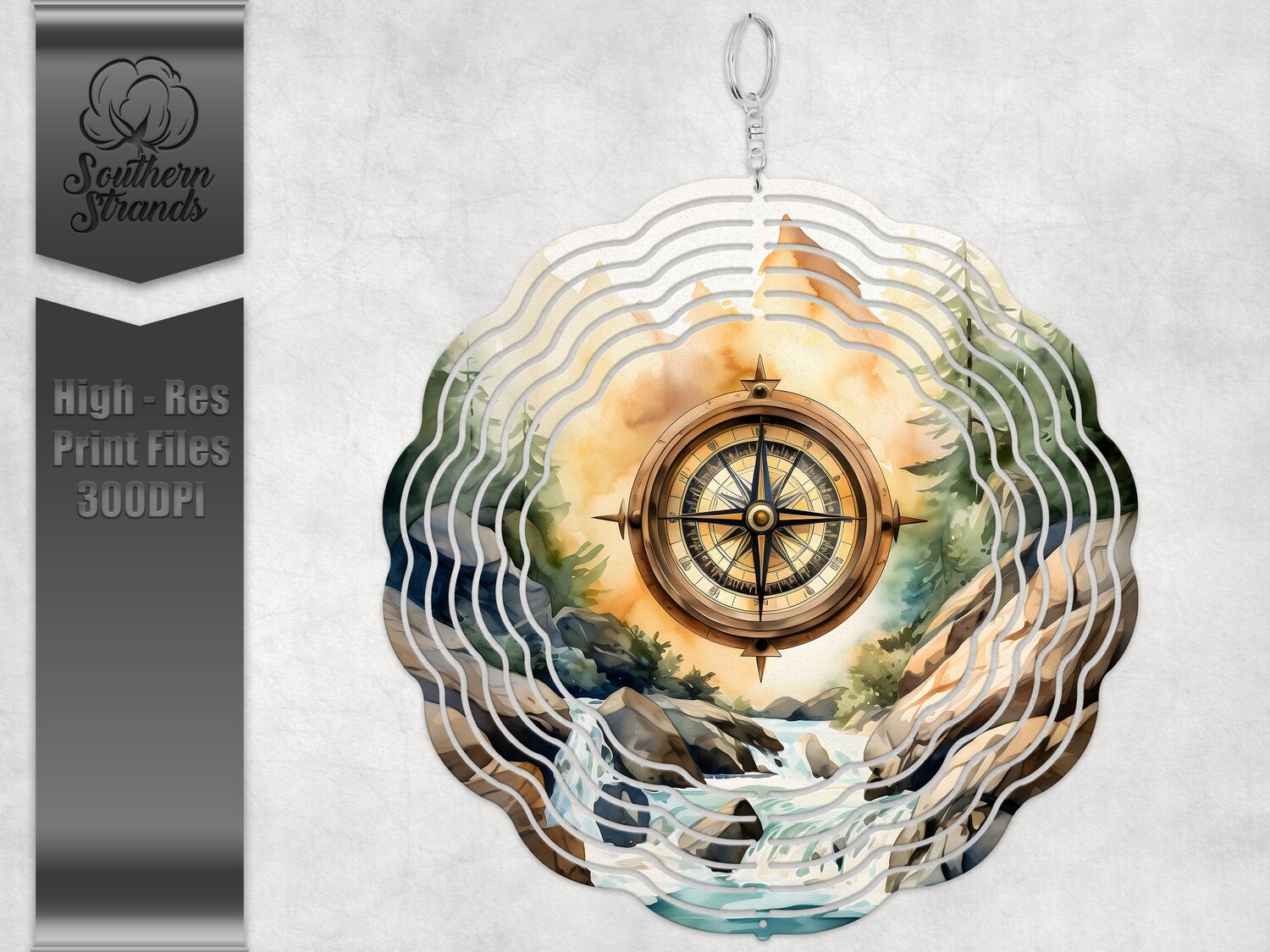 Watercolor Compass - Mountains - Wind Spinner | DIGITAL DESIGN
