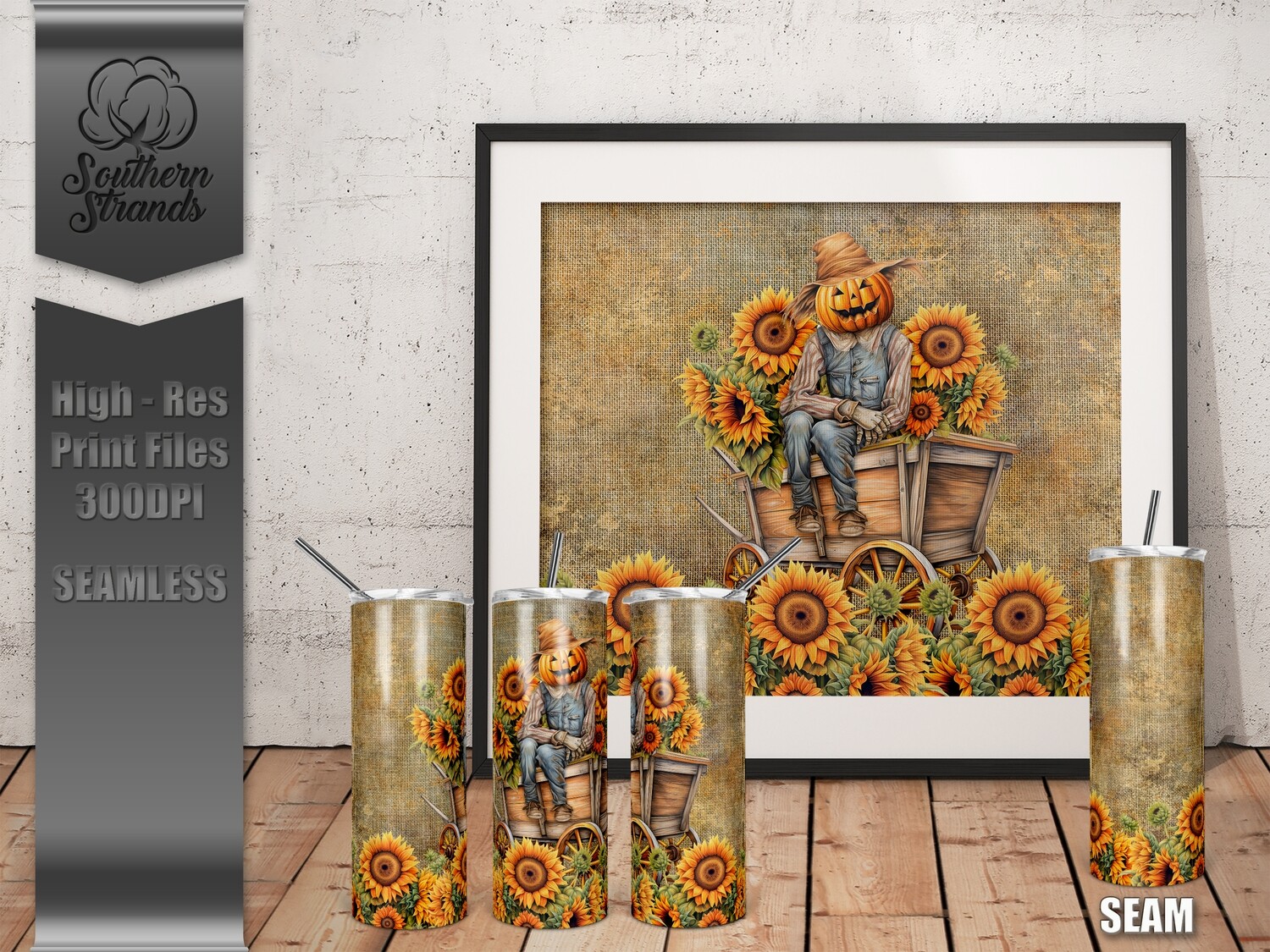 Scarecrow Sitting in a Wagon 20oz Tumbler | SEAMLESS |  DIGITAL DESIGN