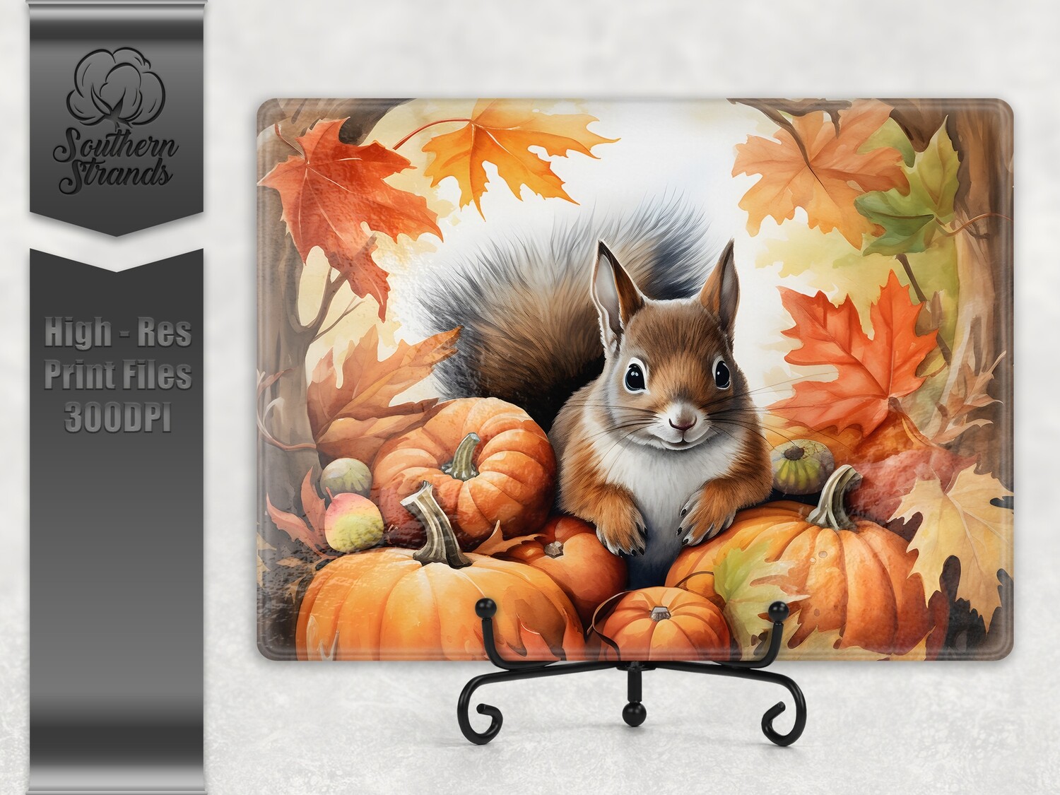 Watercolor Pumpkins and Squirrels Cutting Board | 2 sizes