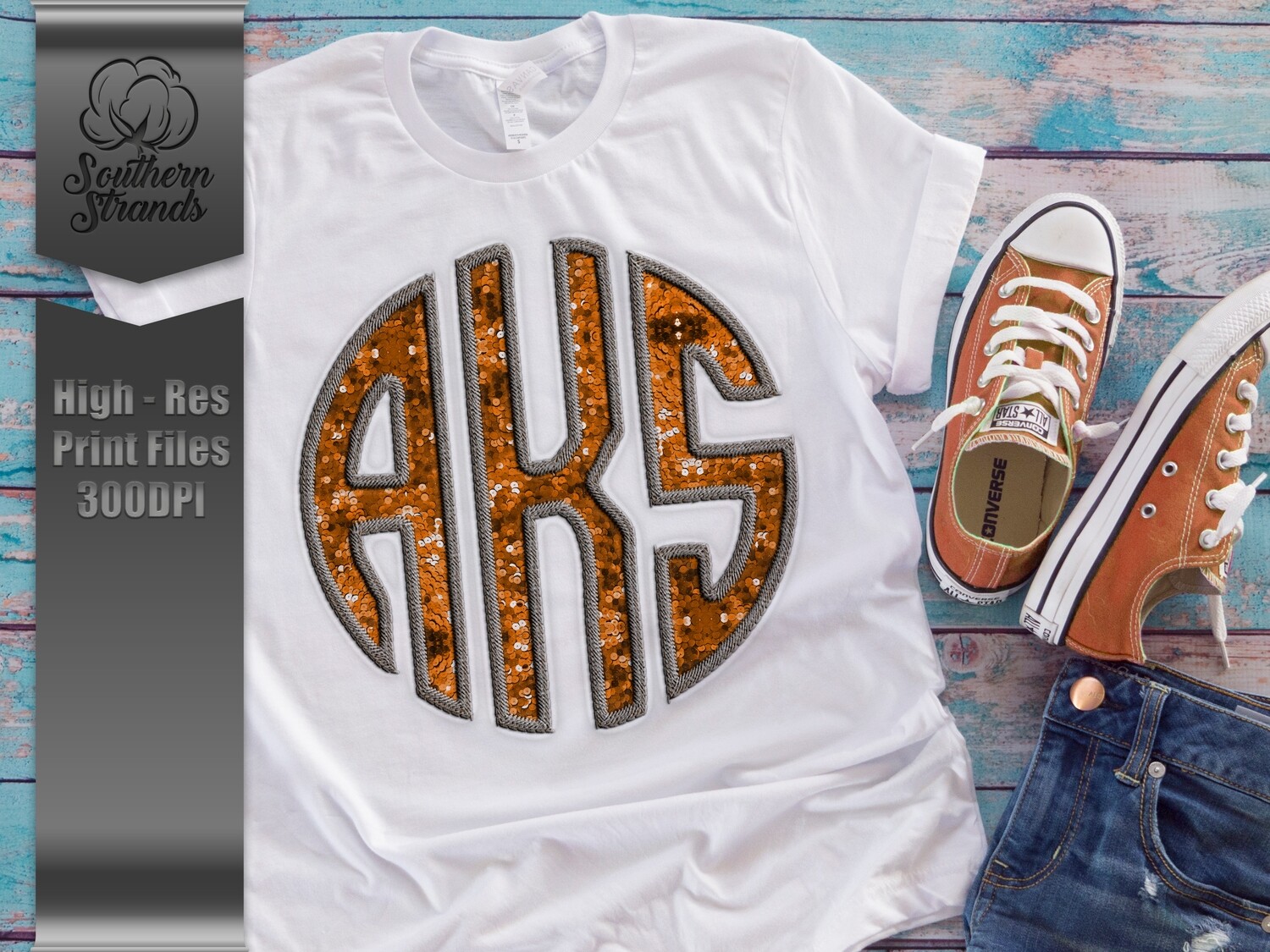 Sequins Applique Circle Alpha -  Orange | DIGITAL DESIGN