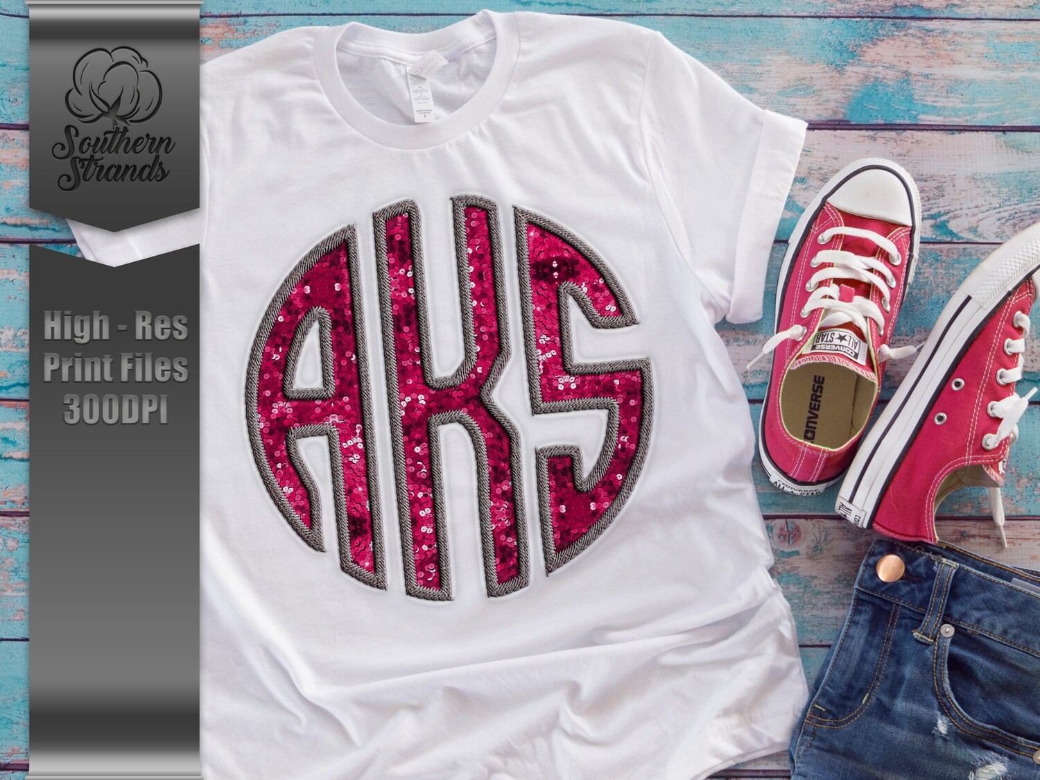 Sequins Applique Circle Alpha -  Raspberry | DIGITAL DESIGN