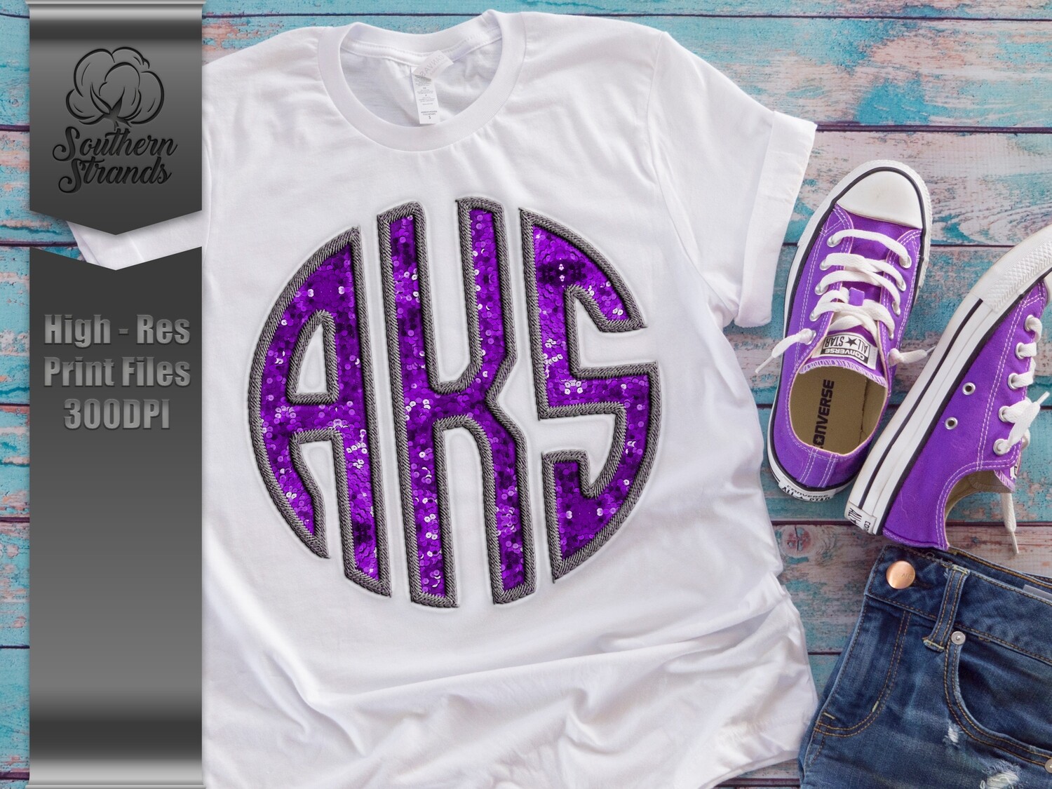Sequins Applique Circle Alpha -  Purple | DIGITAL DESIGN