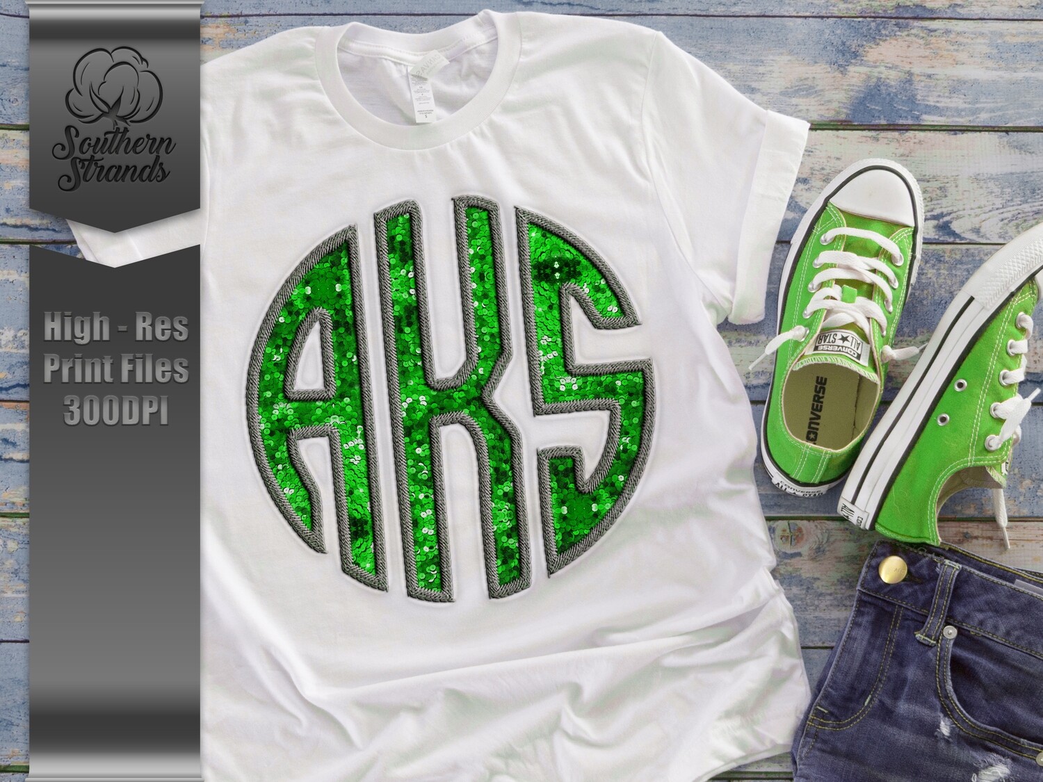 Sequins Applique Circle Alpha -  Green | DIGITAL DESIGN