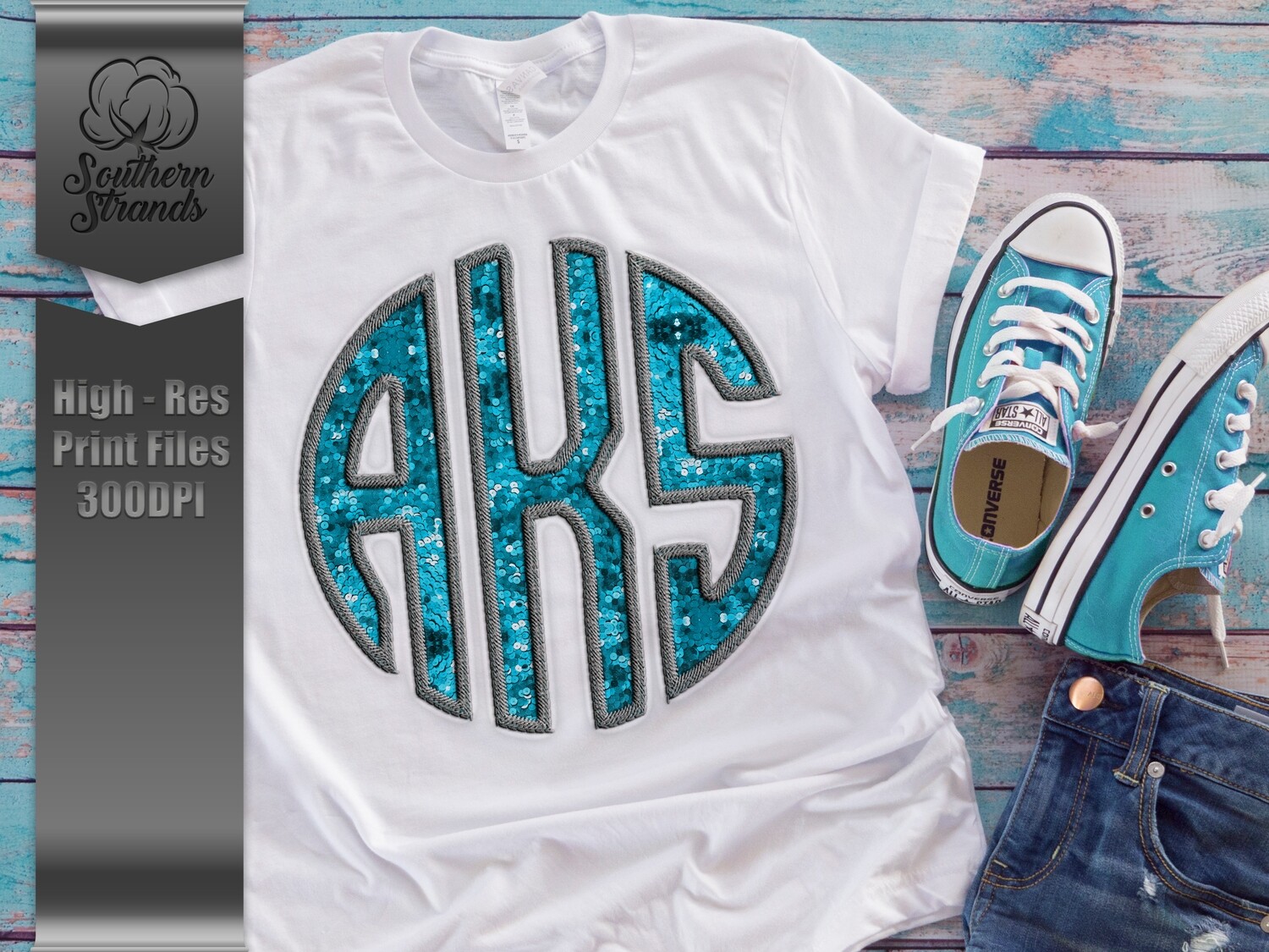 Sequins Applique Circle Alpha -  Light Blue | DIGITAL DESIGN