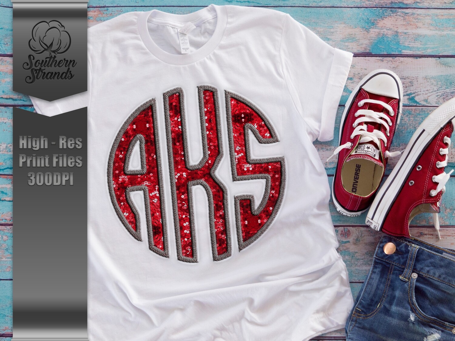 Sequins Applique Circle Alpha -  Red | DIGITAL DESIGN