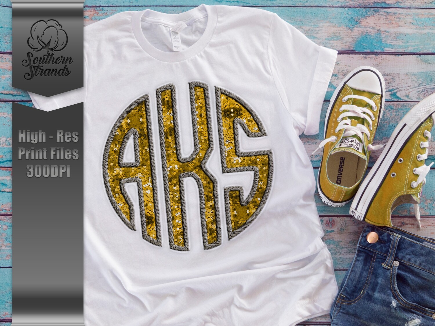 Sequins Applique Circle Alpha -  Yellow | DIGITAL DESIGN