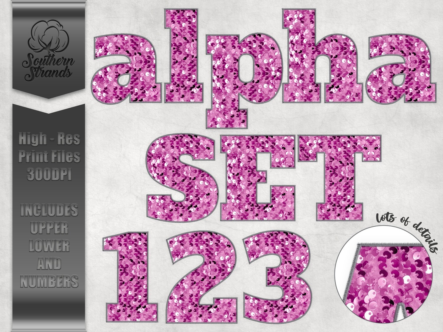 Pink Sequins Sport Alphas and Numbers  |  DIGITAL DESIGN