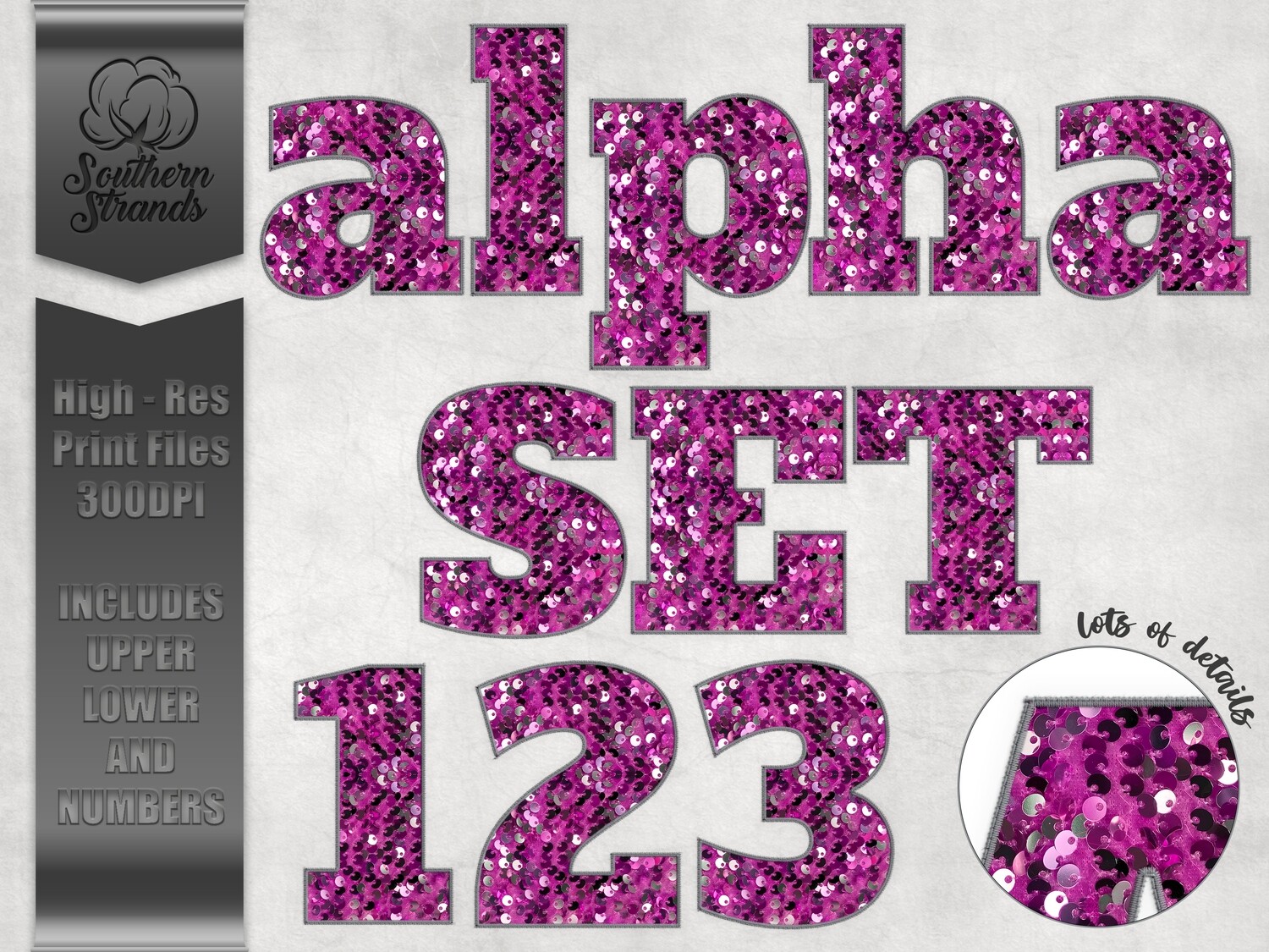 Hot Pink Sequins Sport Alphas and Numbers  |  DIGITAL DESIGN