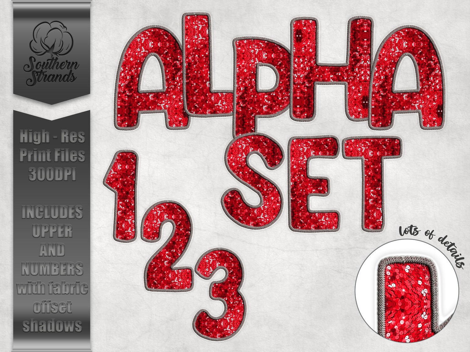 Red Sequins Alphas and Numbers  |  DIGITAL DESIGN