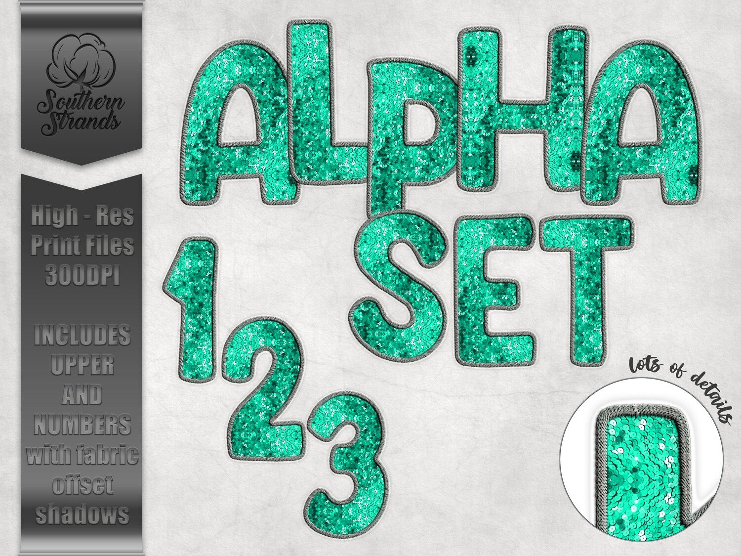 Light Teal Sequins Alphas and Numbers  |  DIGITAL DESIGN