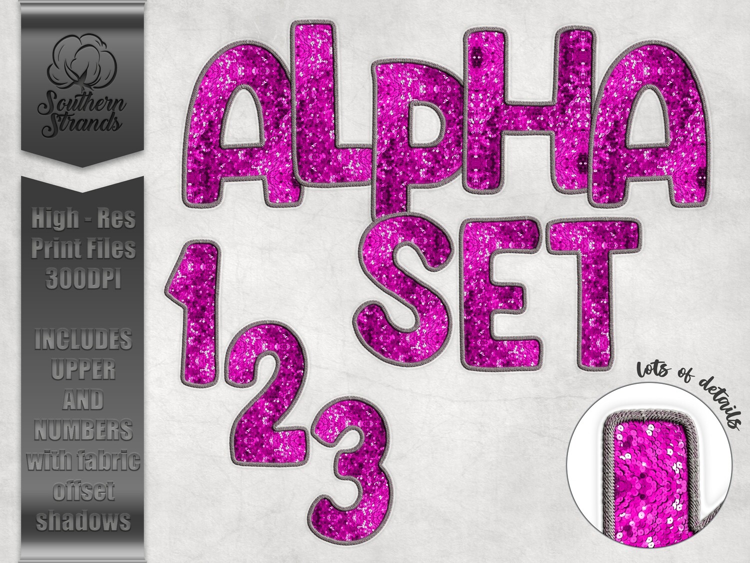 Hot Pink Sequins Alphas and Numbers  |  DIGITAL DESIGN