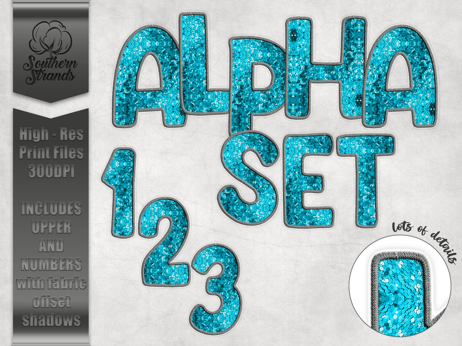 Light Blue Sequins Alphas and Numbers  |  DIGITAL DESIGN