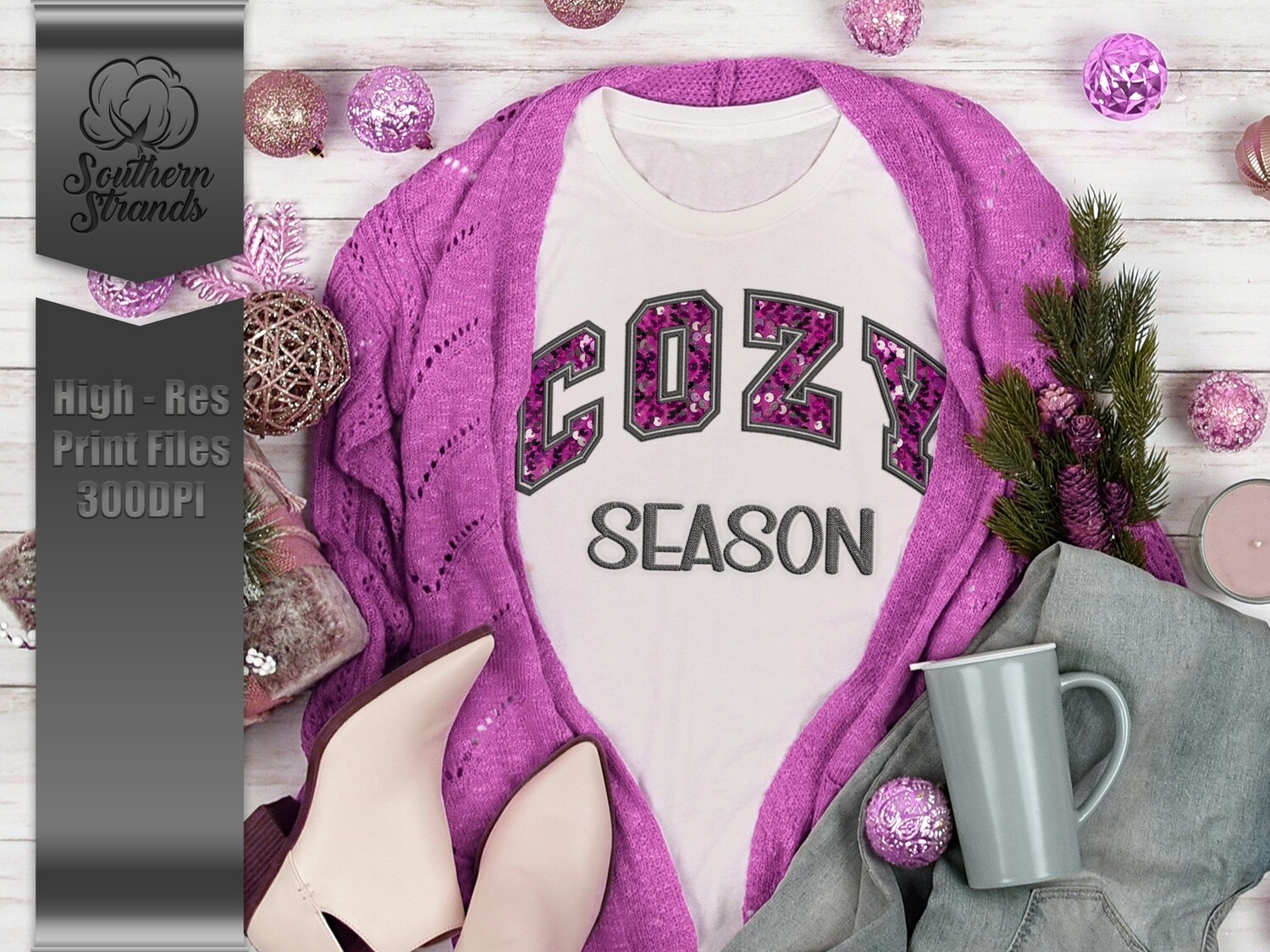 Cozy Season Hot Pink - Sequins and Stitches | DIGITAL DESIGN