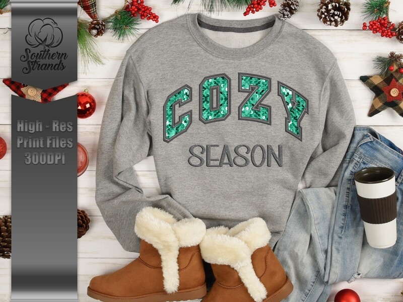 Cozy Season Bright Teal - Sequins and Stitches | DIGITAL DESIGN