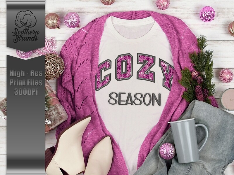 Cozy Season Pink - Sequins and Stitches | DIGITAL DESIGN