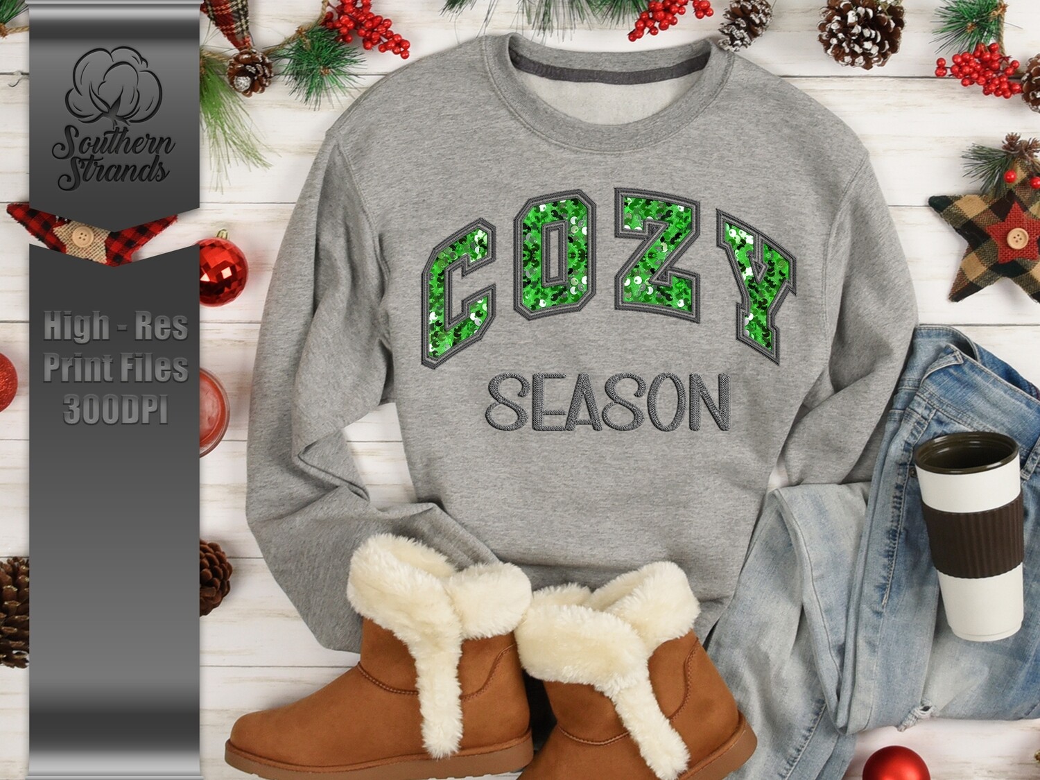 Cozy Season Bright Green - Sequins and Stitches | DIGITAL DESIGN