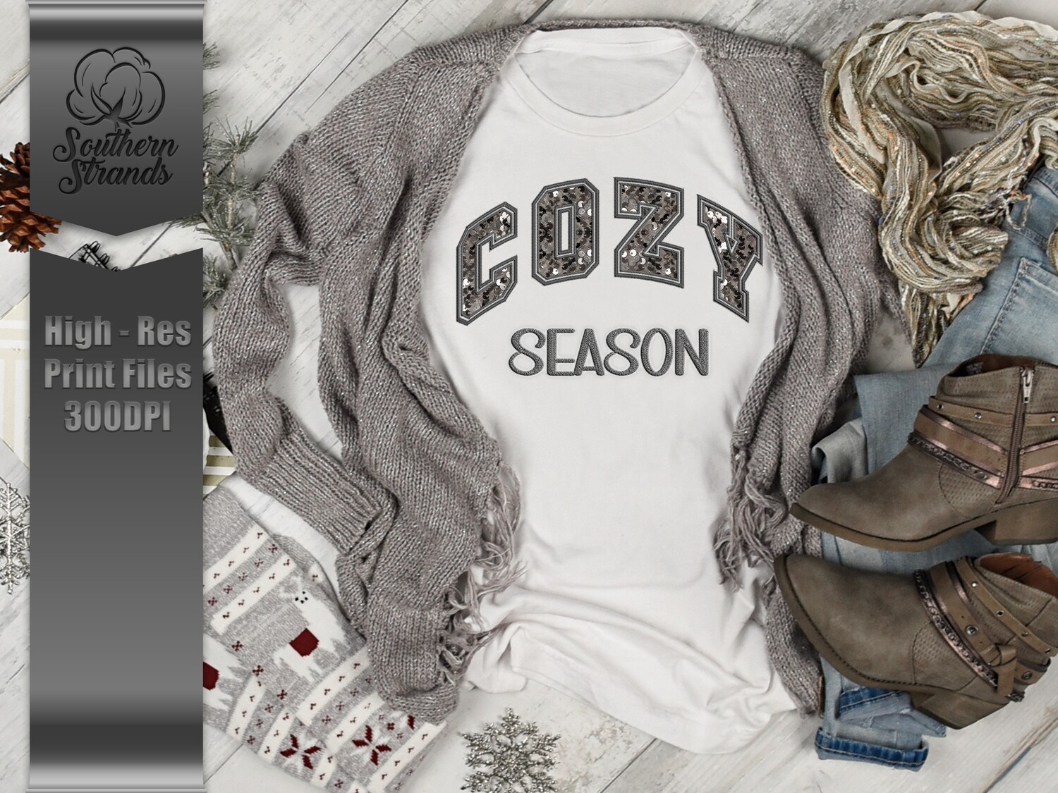 Cozy Season Grey - Sequins and Stitches | DIGITAL DESIGN