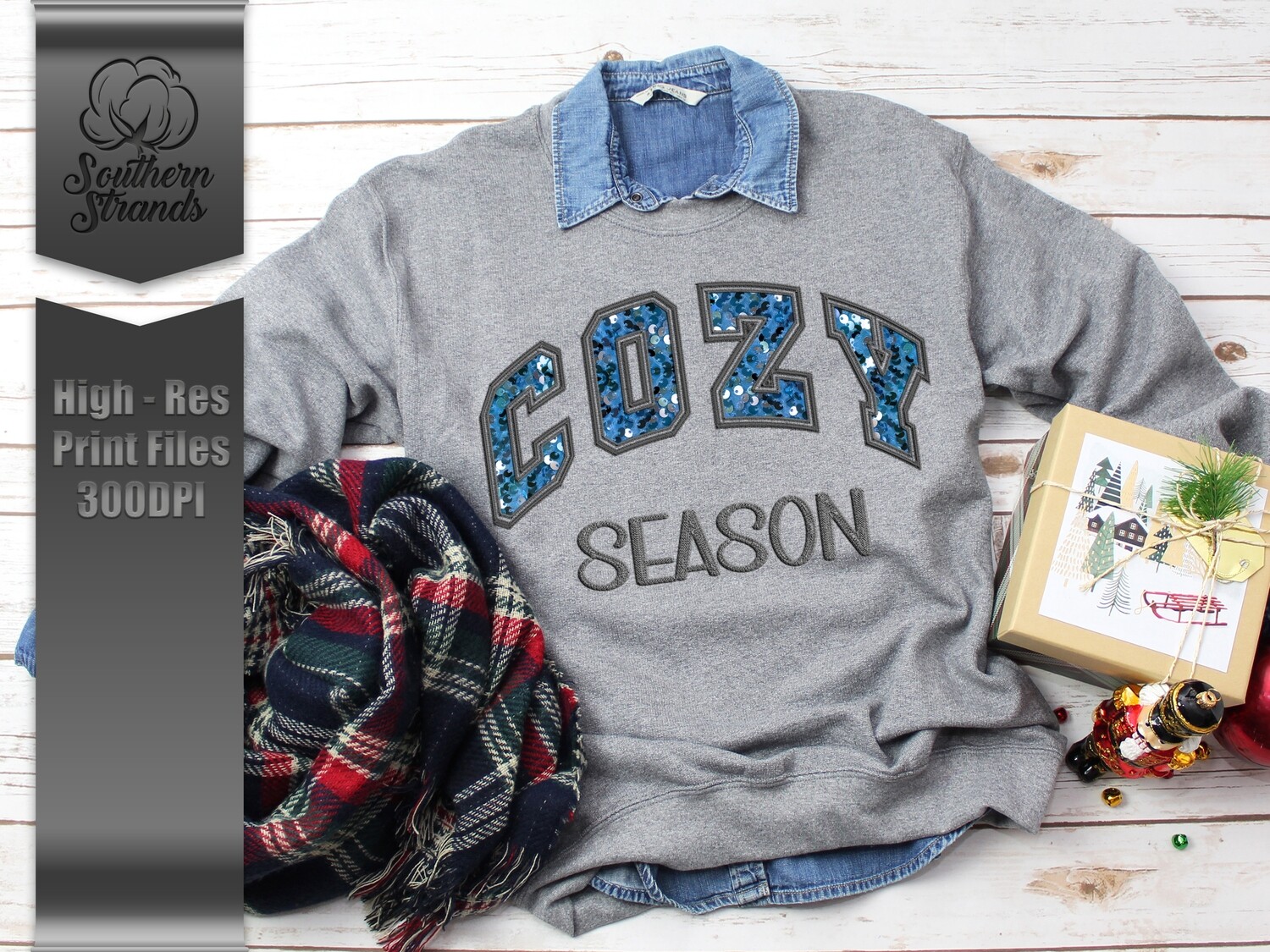 Cozy Season Blue - Sequins and Stitches | DIGITAL DESIGN