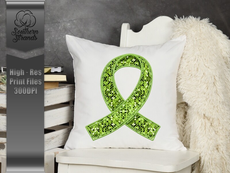 Sequins and Stitches Awareness Ribbon - Bright Green | DIGITAL DESIGN