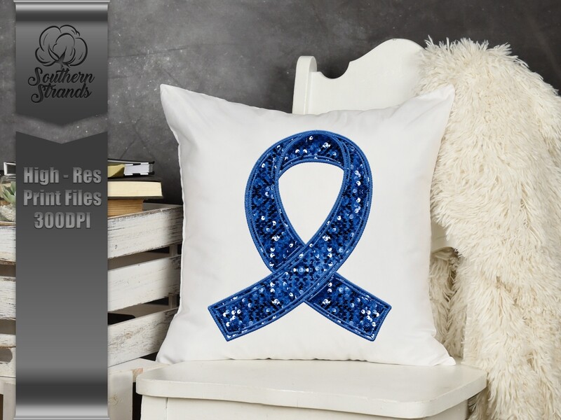 Sequins and Stitches Awareness Ribbon - Royal Blue | DIGITAL DESIGN
