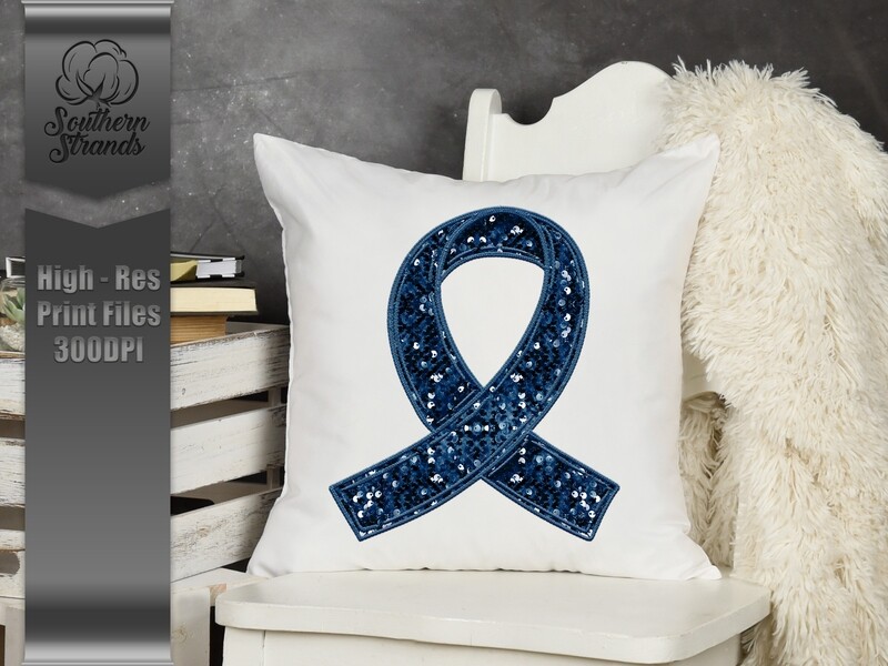 Sequins and Stitches Awareness Ribbon - Dark Blue | DIGITAL DESIGN