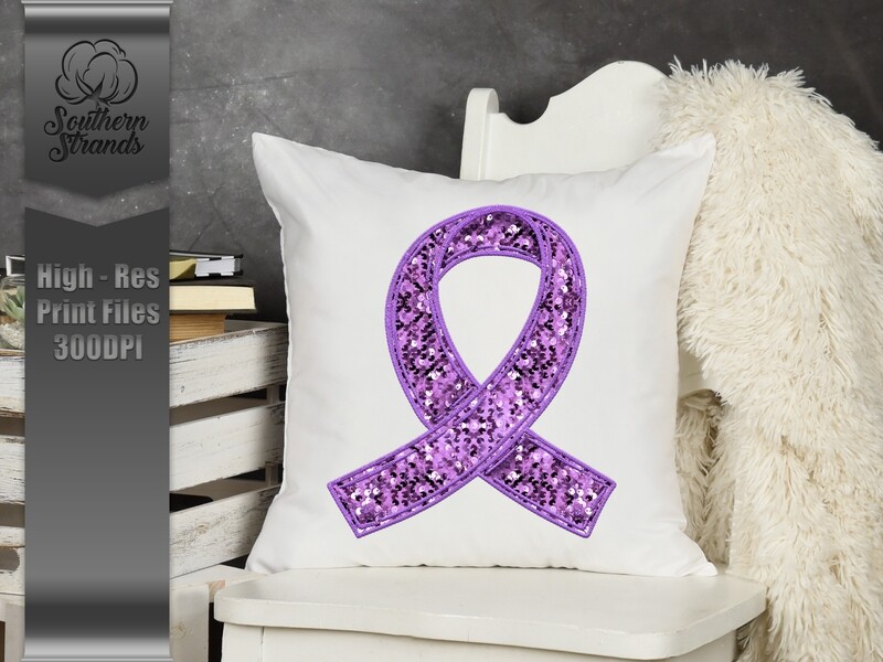 Sequins and Stitches Awareness Ribbon - Lavender | DIGITAL DESIGN