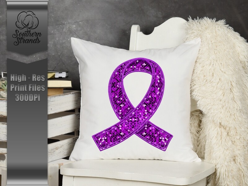 Sequins and Stitches Awareness Ribbon - Orchid | DIGITAL DESIGN