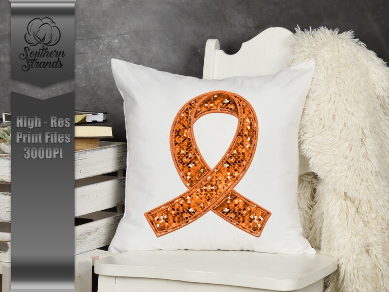 Sequins and Stitches Awareness Ribbon - Orange | DIGITAL DESIGN