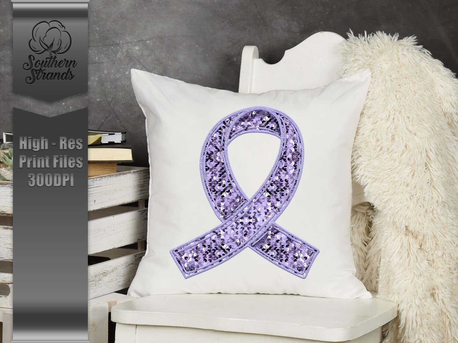 Sequins and Stitches Awareness Ribbon - Periwinkle | DIGITAL DESIGN