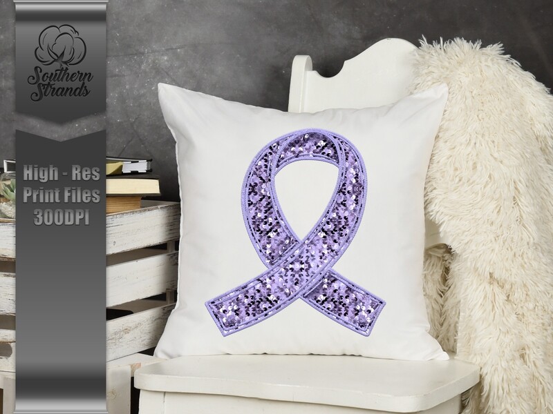 Sequins and Stitches Awareness Ribbon - Periwinkle | DIGITAL DESIGN