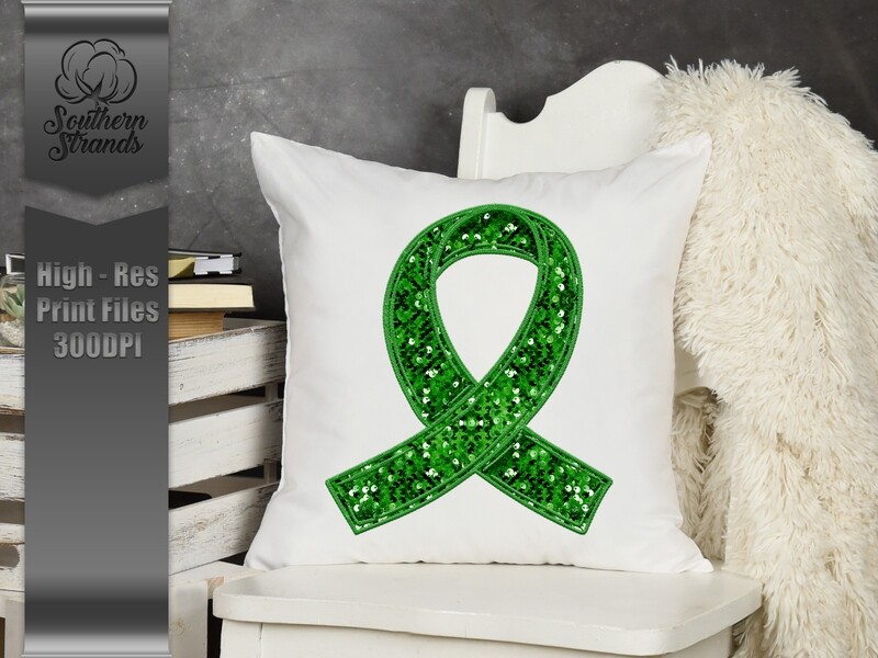 Sequins and Stitches Awareness Ribbon - Green | DIGITAL DESIGN