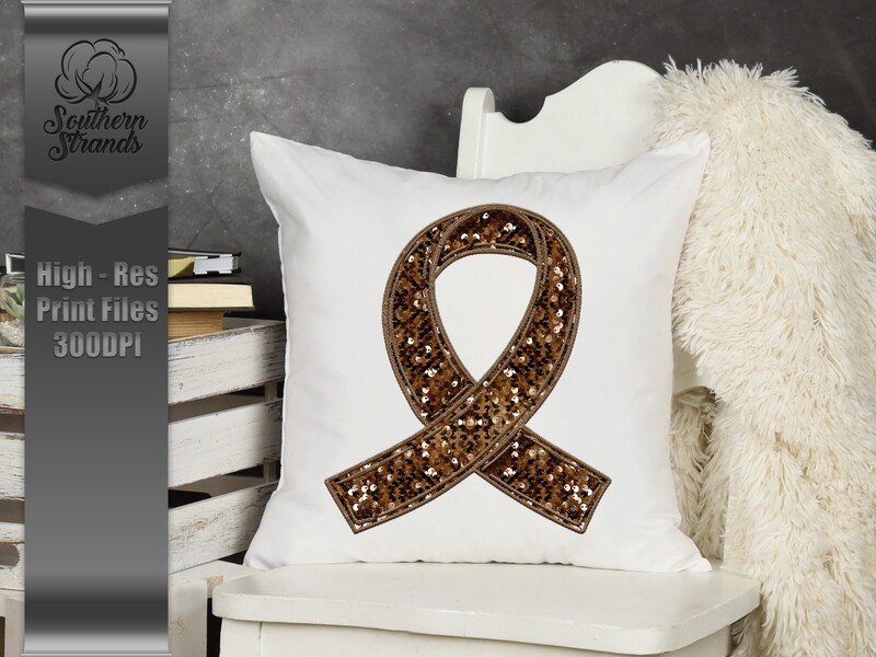 Sequins and Stitches Awareness Ribbon - Brown | DIGITAL DESIGN