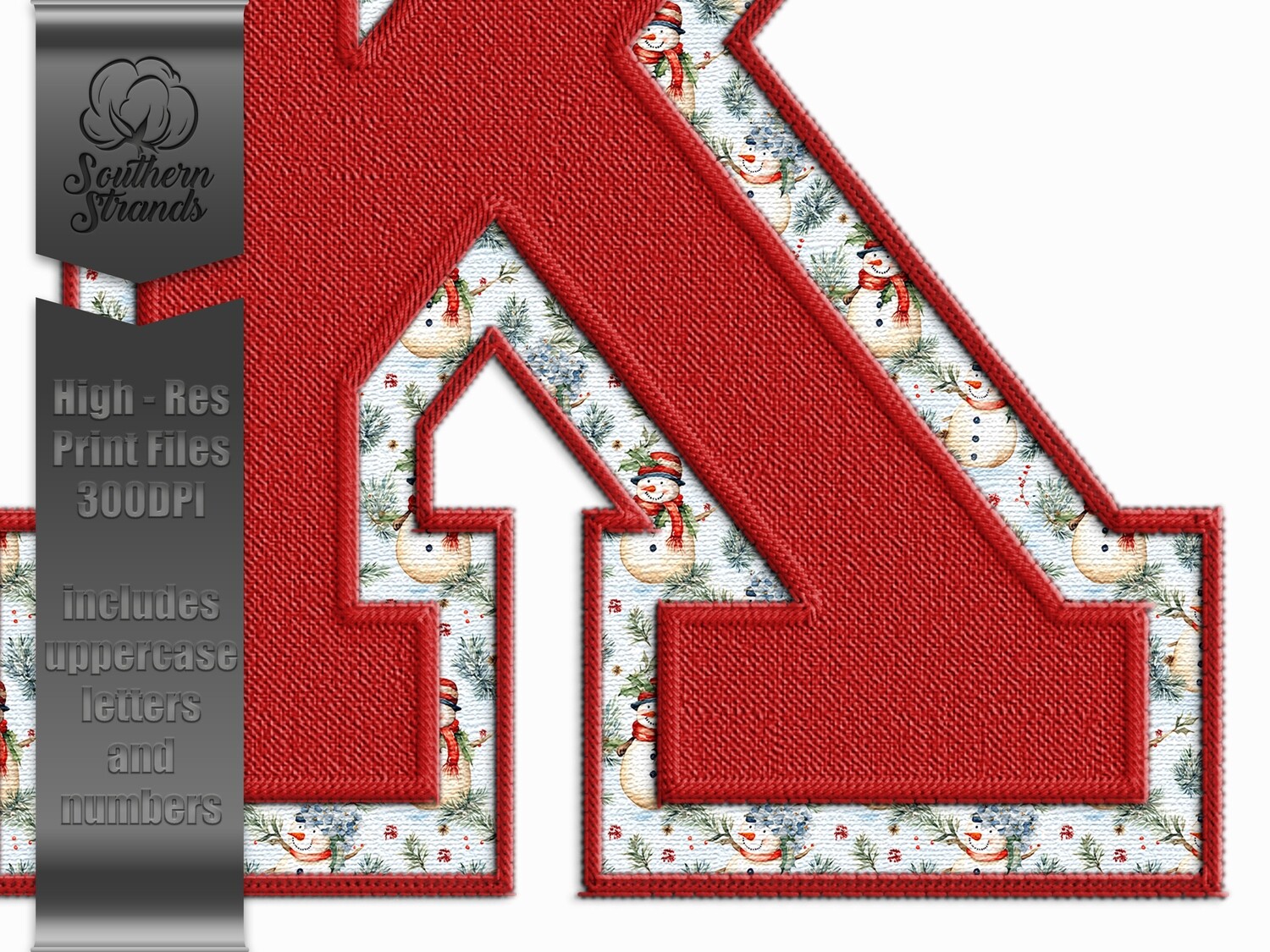 Stitches and Snowmen  Alphas and Numbers - Red | Digital Download