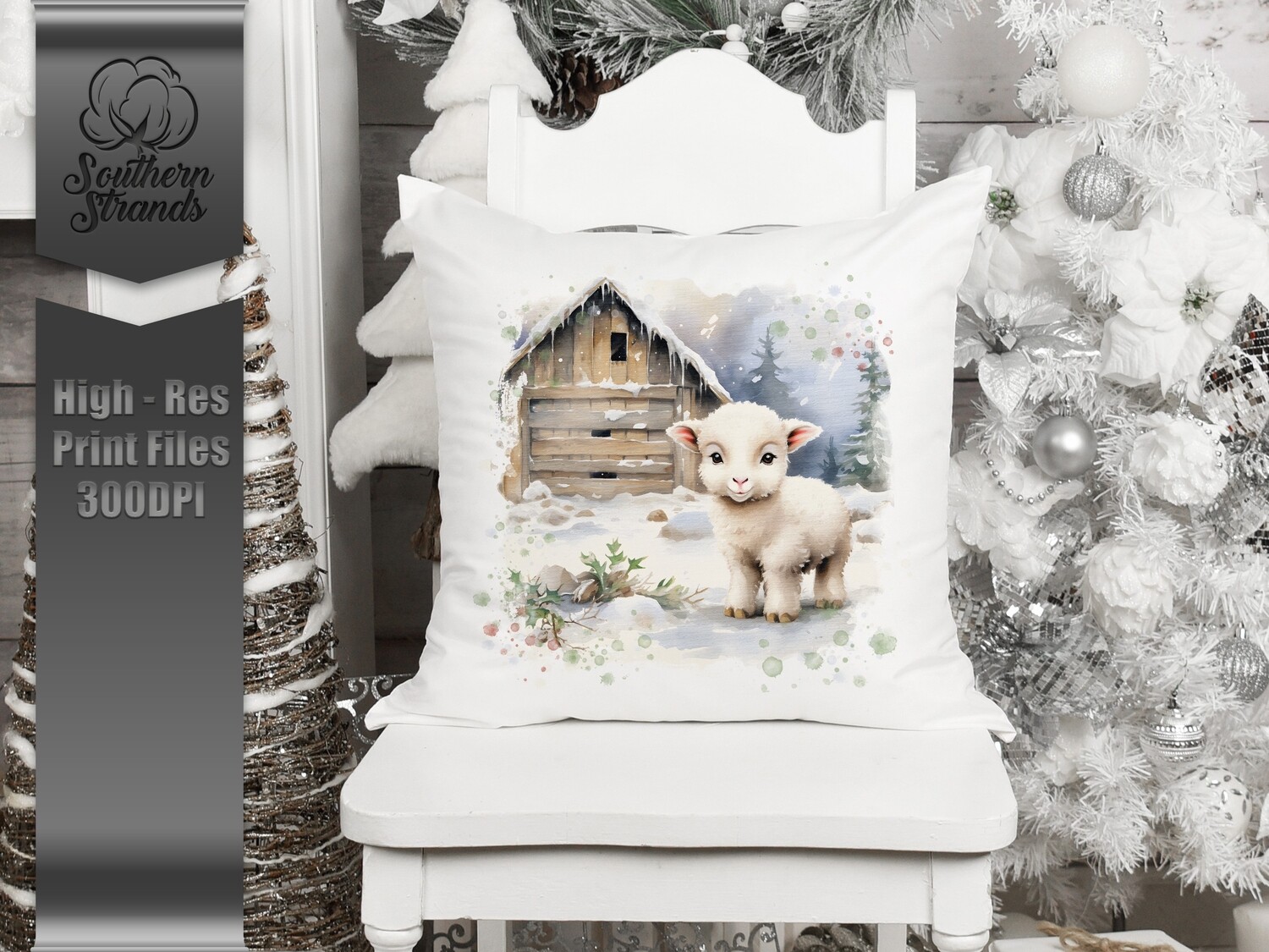 Watercolor Christmas Sheep | DIGITAL DESIGN
