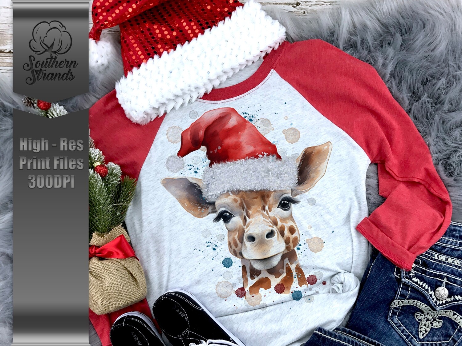 Watercolor Christmas Giraffe | DIGITAL DESIGN