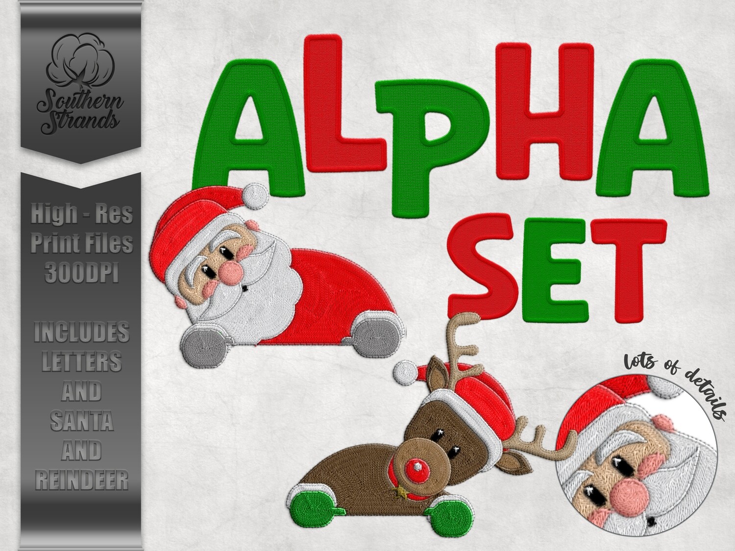 Peeking Santa and Reindeer Alpha Kit 26 Alphas Red and Green Plus Santa and Reindeer Elements | Digital Download