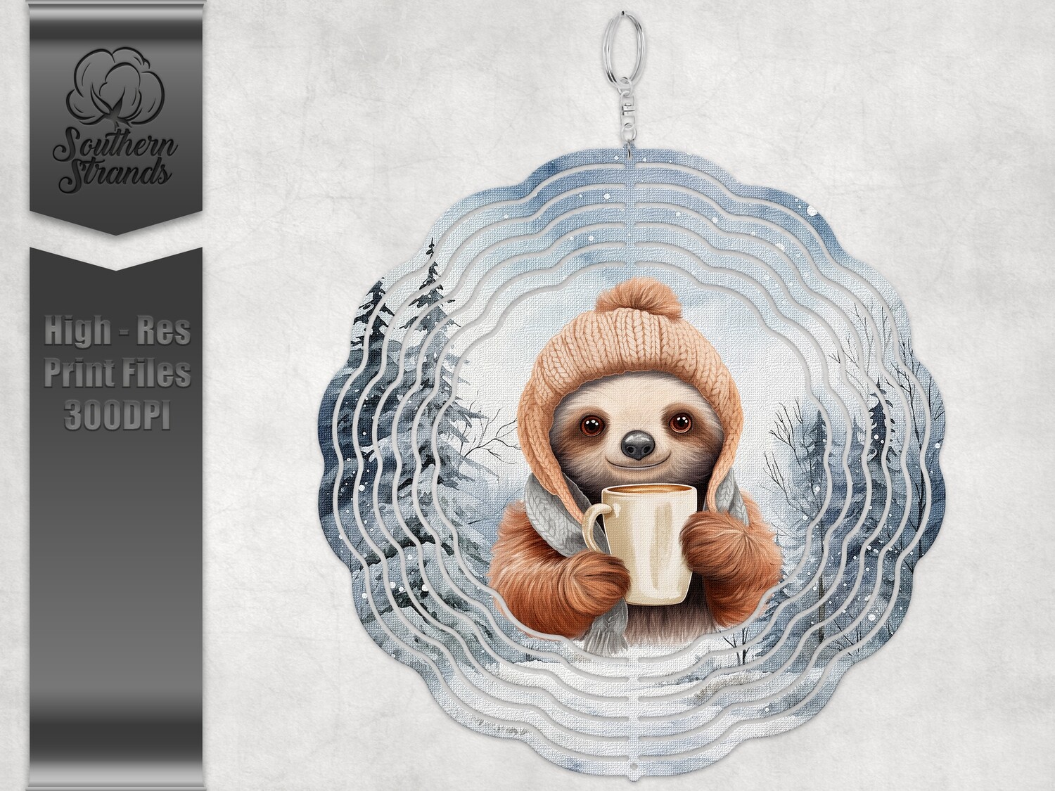 Snowy Wind Spinner Sloth Round | DIGITAL DESIGN