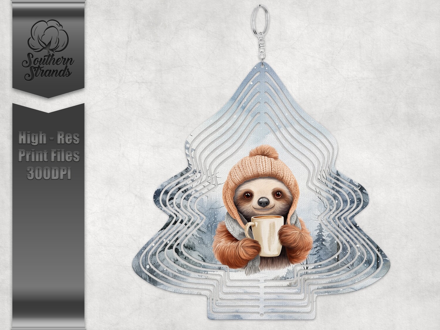 Snowy Wind Spinner Sloth Tree | DIGITAL DESIGN