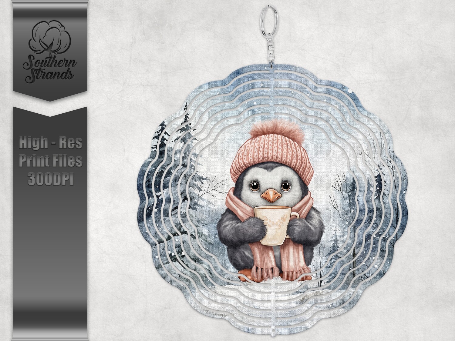 Snowy Wind Spinner Penguin Round | DIGITAL DESIGN