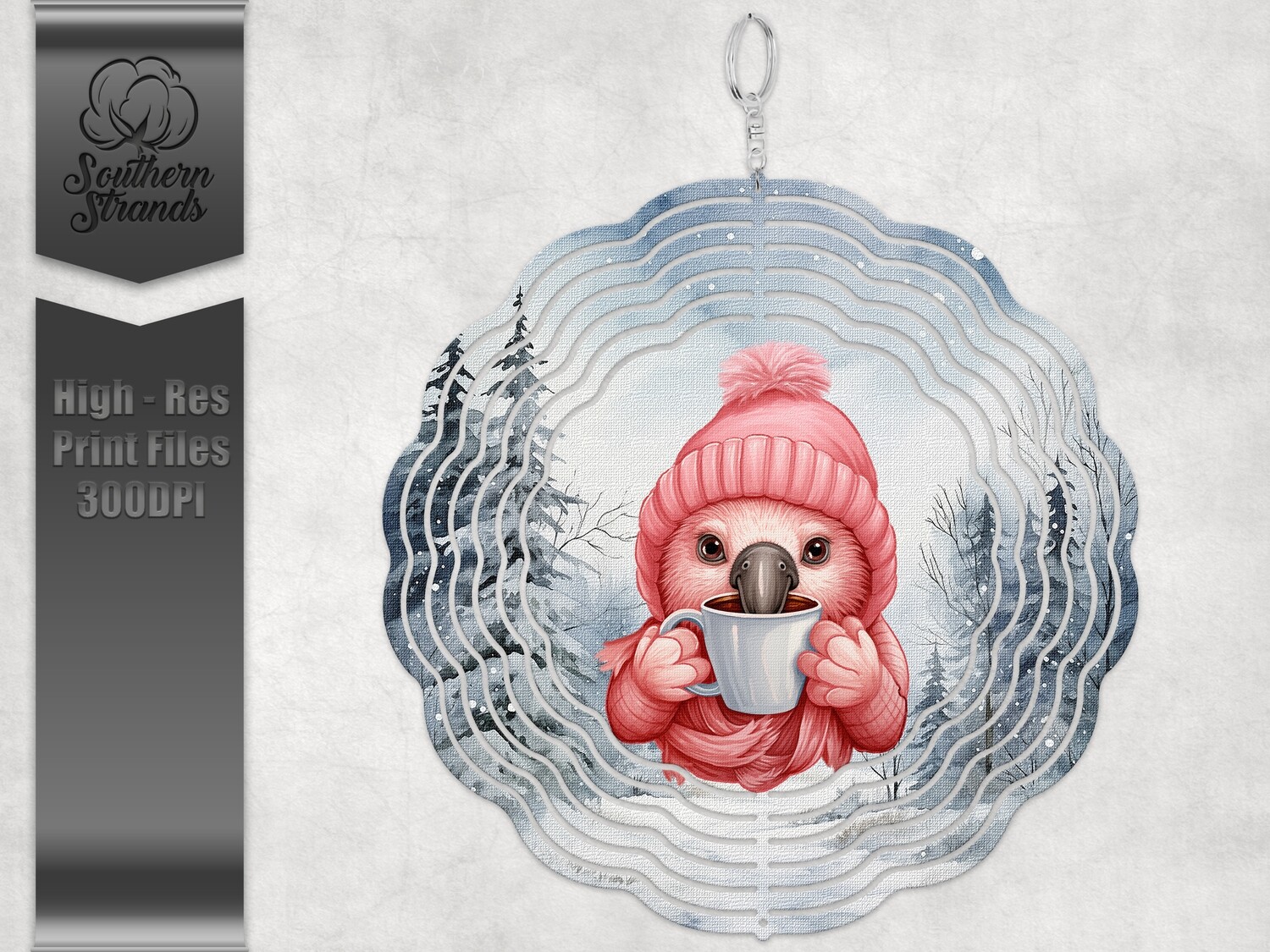 Snowy Wind Spinner Flamingo Round | DIGITAL DESIGN