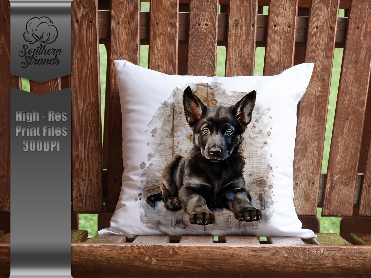 Watercolor Puppy - Black German Shepherd | DIGITAL DESIGN