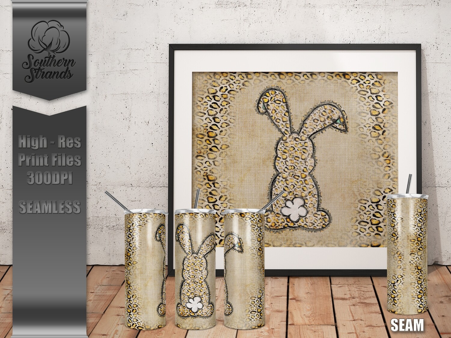 Frazzled and Frayed Leopard Bunny Tumbler 20oz | SEAMLESS |  DIGITAL DESIGN