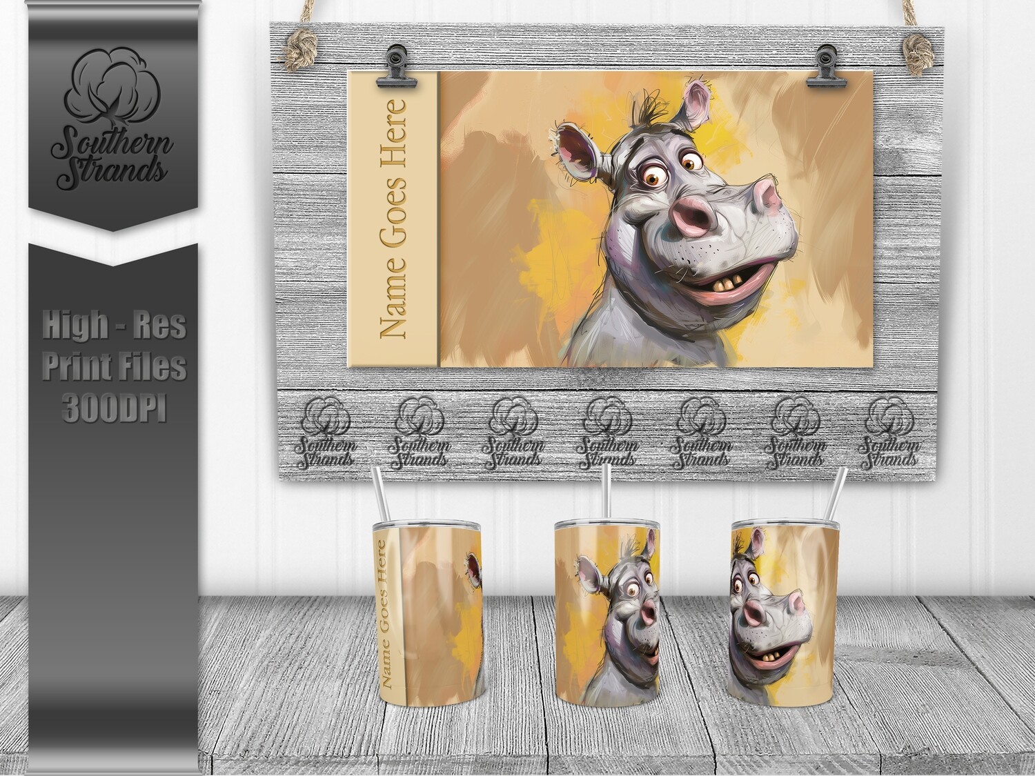Silly Safari - Hippo 12oz Kids Sippy | SEAMLESS |  DIGITAL DESIGN