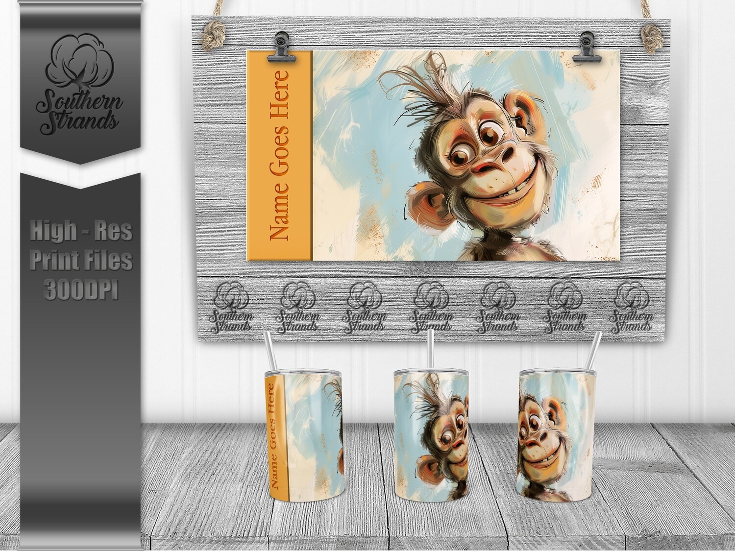 Silly Safari - Monkey 12oz Kids Sippy | SEAMLESS |  DIGITAL DESIGN
