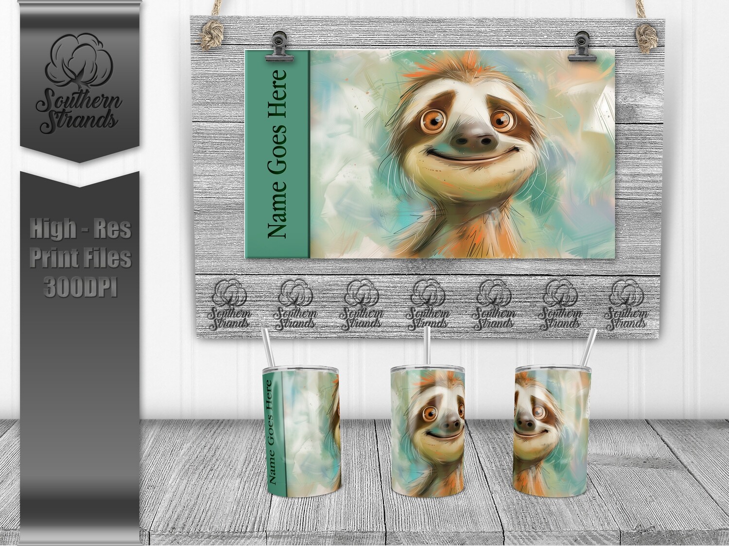 Silly Safari - Sloth 12oz Kids Sippy | SEAMLESS |  DIGITAL DESIGN